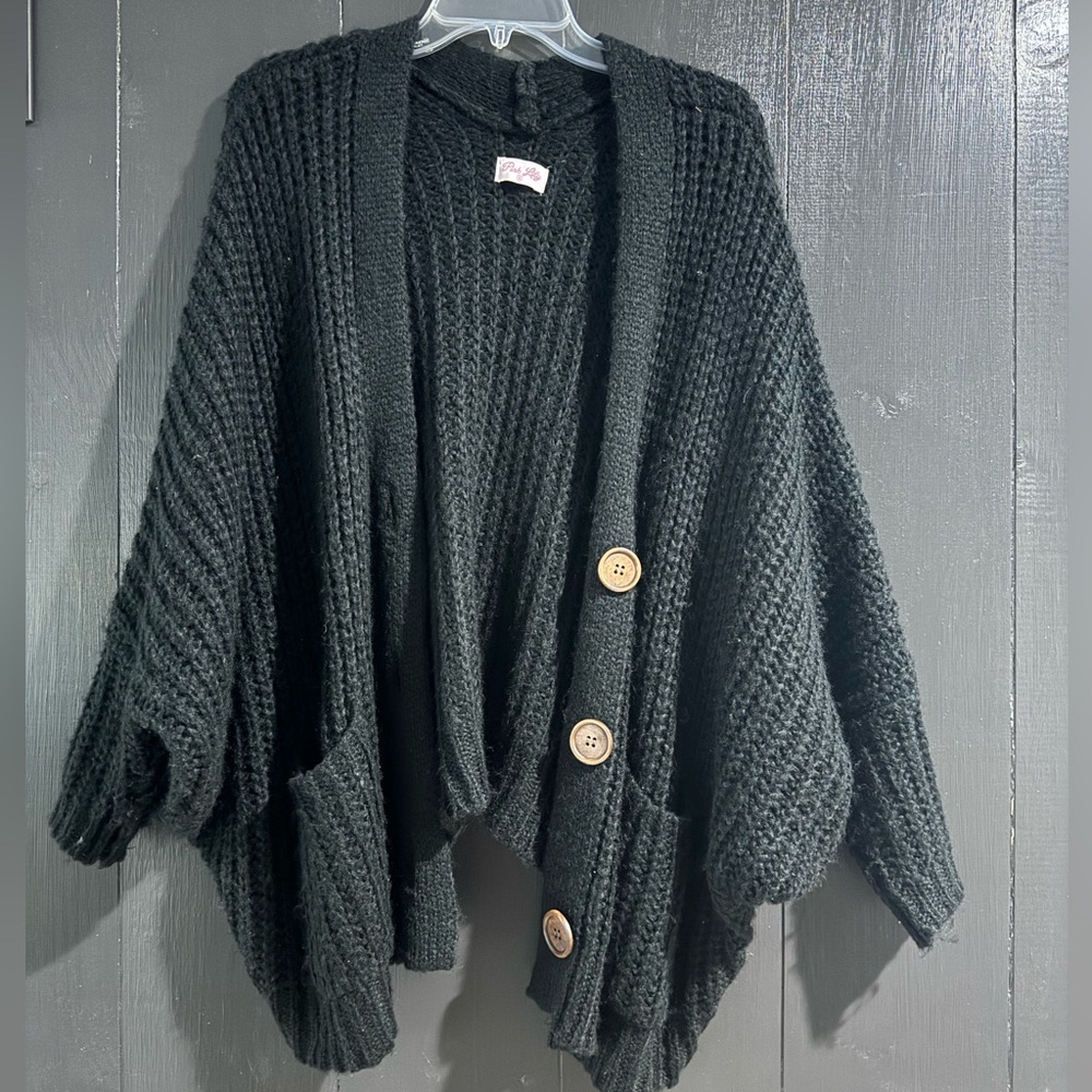 Pink Lily Black Cardigan